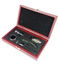 Kit vinho estojo maleta acessórios 5 peças saca rolha