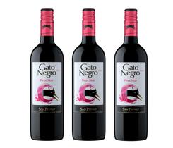 Kit Vinho Gato Negro Pinot Noir Tinto Seco 750ml 3 unidades