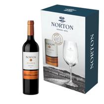 Kit vinho norton reserva malbec tinto 750ml + taça cristal