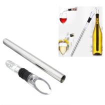 Kit vinho premium luxo com bastao resfriador e bico dosador aerador em inox