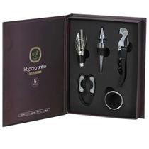 Kit Vinho Presente 5 Peças Aço Inox Abridor Garrafa Manual