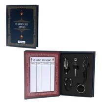 Kit Vinho Presente Abridor Dosador Saca Rolhas Cortador Tampa Livro 05 Peças Acessório Presente