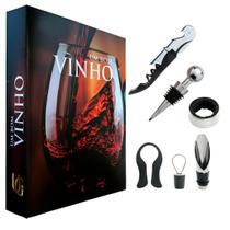 Kit Vinho Saca Rolhas Abridor Presente Diferente Livro Decorativo - SHOP ZIN.GO