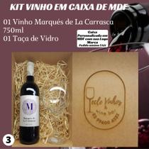 Kit Vinho Tinto Marqués de La Carrasca 750mll em Caixa de MDF nº 03 - Tecle Wine