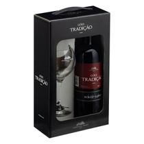 Kit Vinho Tradição Bordô Tinto Suave com 1 Taça - 750ml