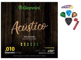 Kit Violão Aço 12 Cordas .010 Bronze - Giannini + Acessórios
