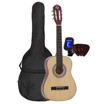 Kit Violão Acústico Natural Infantil / Juvenil cordas em Nylon Myth Capa Simples Afinador 3 Palhetas Linha estudante / Iniciante Spanking MT36