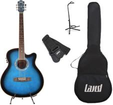 Kit violão azul nylon+capa+correia +suporte de chão
