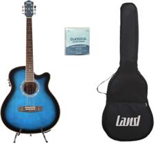 Kit violão azul nylon+capa+encordoamento
