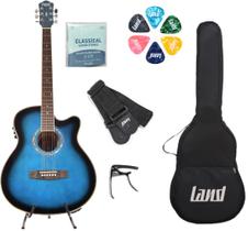 Kit violão azul nylon+capotraste+acessórios - LAND