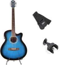 Kit violão azul nylon+suporte de parede pe+correia
