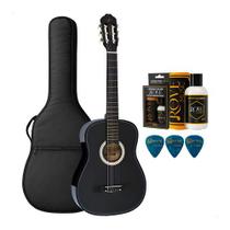 Kit Violao Classico Acustico Vogga Vca104n Bk Preto + Limpador Polidor Rove Music + Acessorios