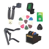 Kit Violão Completo Afinador Digital + Capotraste + Enrolador De Corda + Porta Palhetas Mini Amp 3D