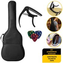 Kit Violão Completo Capa + Capotraste + Palhetas Premium Acessórios Profissional