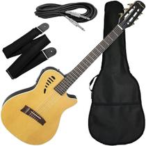 Kit Violão Elétrico Marquês Flat Cutaway Vn-12 Ns Ativo Natural