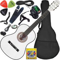 Kit Violão Elétrico Waldman Popstar Pp1 Branco Cordas Nylon Completo