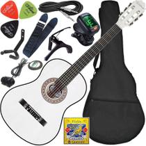 Kit Violão Elétrico Waldman Popstar Pp1 Branco Cordas Nylon