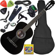 Kit Violão Elétrico Waldman Popstar Pp1 Preto Cordas Nylon Completo