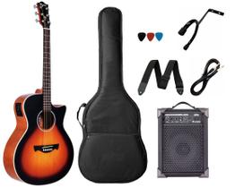 Kit Violão Eletroacústico Aço Tagima Tw29 Sunburst + Caixa De Som