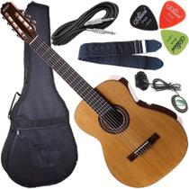 Kit Violão Eletroacústico Canhoto 7 Corda Nylon Rx207 Rozini