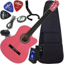 Kit Violão Eletroacústico Cutaway Nylon Rosa Mag5pk Austin