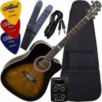 Kit Violão Eletroacústico Folk Aço Afinador Gf1D Ts Giannini