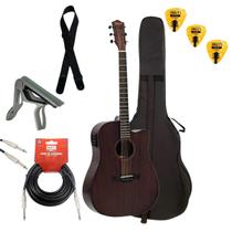 KIT Violão Eletroacústico Folk Cutaway Tagima Grand Reserva Kansas C/Capa + Capotraste Cabo P10/P10 Cor:Dark Mahogany Op KIT Violão Eletroacústico Folk Cutaway Tagima Grand Reserva Kansas C/Capa + Capotraste Cabo P10/P10 Cor:Dark Mahogany Op