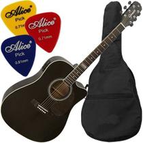 Kit Violão Eletroacústico Folk Gf1d Bk Capa Giannini Mod2017