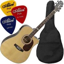 Kit Violão Eletroacústico Folk Gf1d Natural Giannini Mod2017