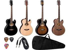 Kit Violão Eletroacústico Gl36 Eagle Capa Palhetas Cabo