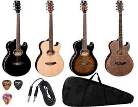 Kit Violão Eletroacústico Gl36 Eagle Capa Palhetas Cabo