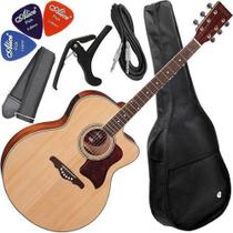 Kit Violão Eletroacústico Jumbo Aço Hofma Hmj 223 Natural