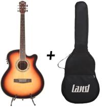 Kit violão eletroacústico land aço sunburst com capa