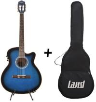Kit violão eletroacústico land nylon azul com capa