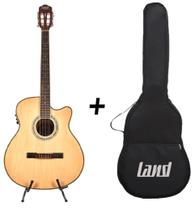 Kit violão eletroacústico land nylon natural com capa