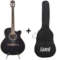 Kit violão eletroacústico land nylon preto com capa