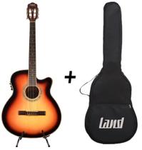 Kit violão eletroacústico land nylon sunburst com capa