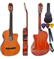 Kit Violão Flat Eletroacústico Afinador Giannini Sf14 Nt Aço