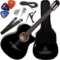 Kit Violão Flat Giannini Eletroacústico NF-14 Ceq Bk Nylon Cutaway Preto