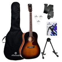 Kit Violão Folk Cort Earth 100SSF SB Capa/Suporte/Acessórios