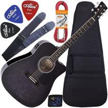 Kit Violão Folk Elétrico Cordas Aço Eq 3 Bandas Vck370 Vogga