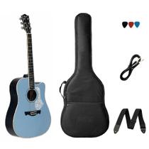 Kit Violão Folk Elétrico Tagima Andes Aço Azul LPBS
