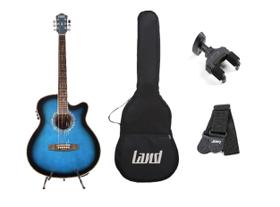 Kit violão land eletrico aço lw-a-40e bl capa acessórios