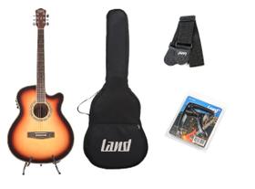 Kit violão land eletrico aço lw-a-40e capa acessórios