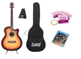 Kit violão land eletrico aço lw-a-40e+capa+acessórios