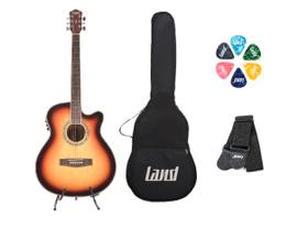 Kit violão land eletrico aço lw-a-40e+capa+correia+palheta