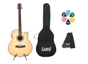 Kit violão land eletrico aço lw-a-40e+capa+correia+palheta