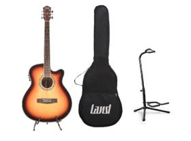 Kit violão land eletrico aço lw-a-40e+capa+suporte de chão