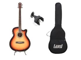 Kit violão land eletrico aço lw-a-40e+capa+suporte de parede