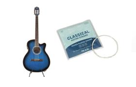 Kit Violão Land Eletrico Nylon Azul + Encordoamento